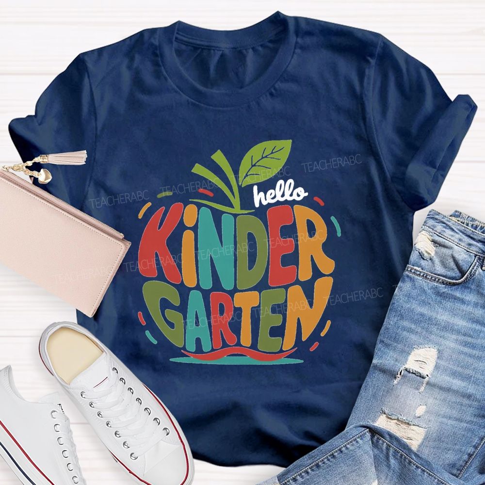 Personalized Grade Colorful Letter Apple Teacher T-Shirt