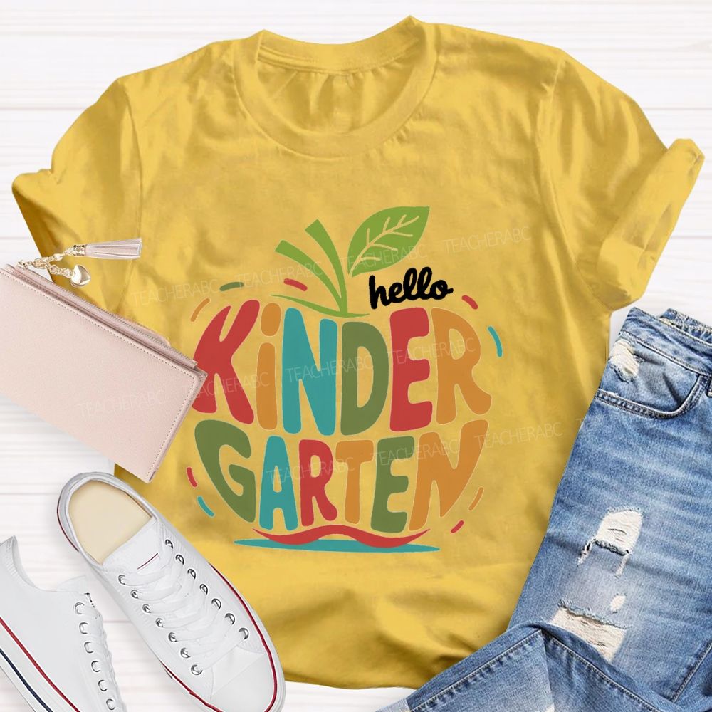 Personalized Grade Colorful Letter Apple Teacher T-Shirt
