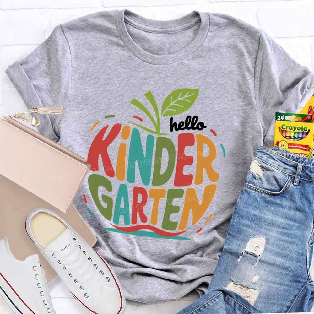 Personalized Grade Colorful Letter Apple Teacher T-Shirt