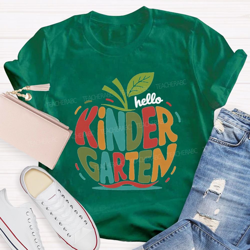 Personalized Grade Colorful Letter Apple Teacher T-Shirt