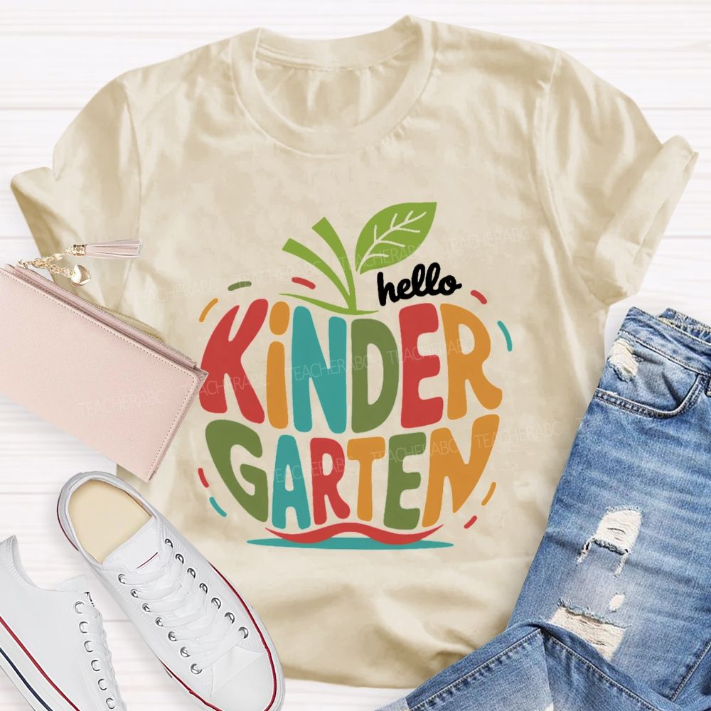 Personalized Grade Colorful Letter Apple Teacher T-Shirt