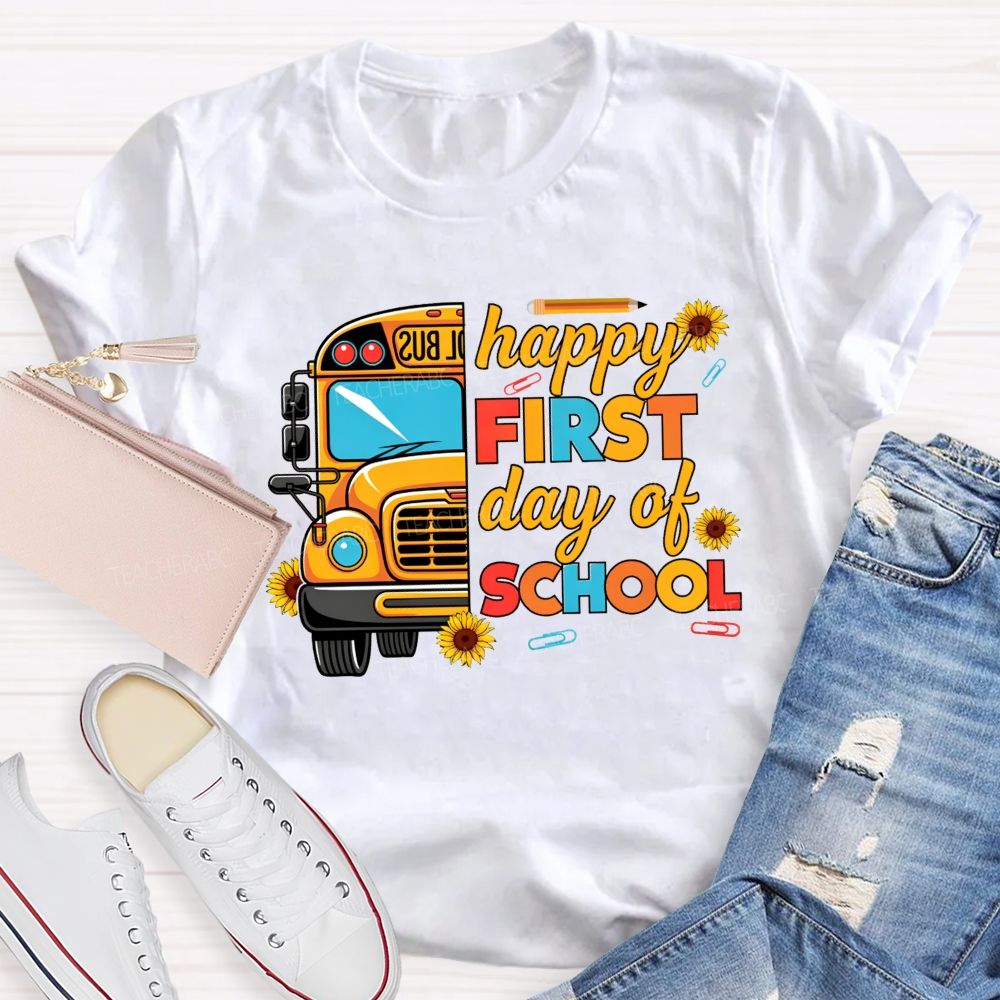 Happy First Day Of School And School Bus Vibes T-shirt