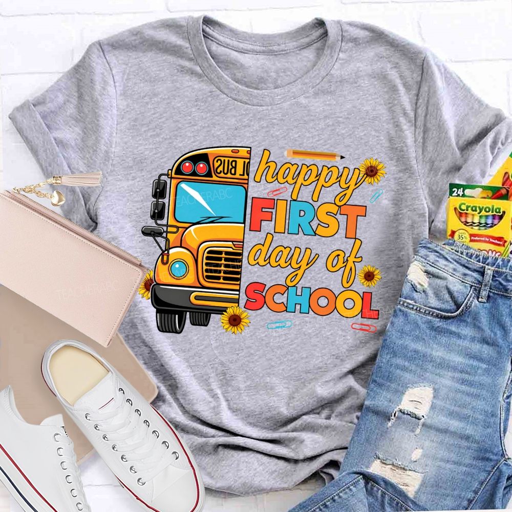 Happy First Day Of School And School Bus Vibes T-shirt
