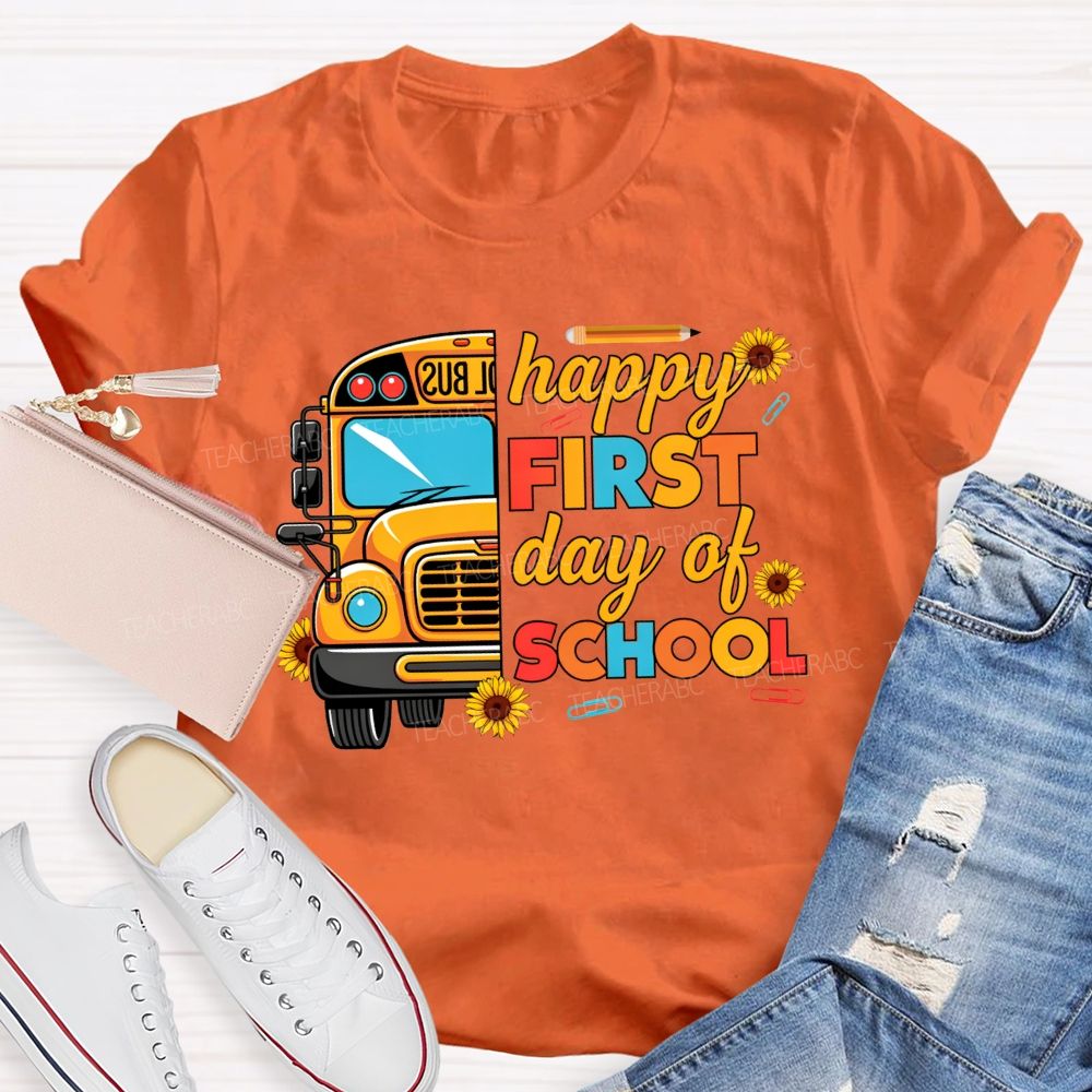 Happy First Day Of School And School Bus Vibes T-shirt
