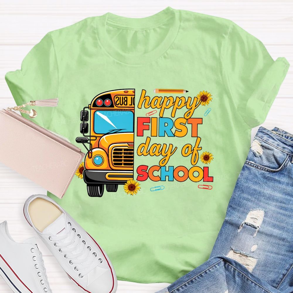 Happy First Day Of School And School Bus Vibes T-shirt
