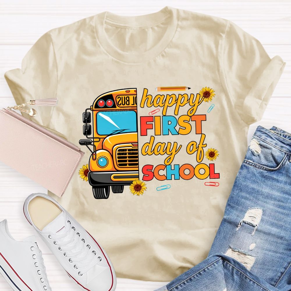Happy First Day Of School And School Bus Vibes T-shirt