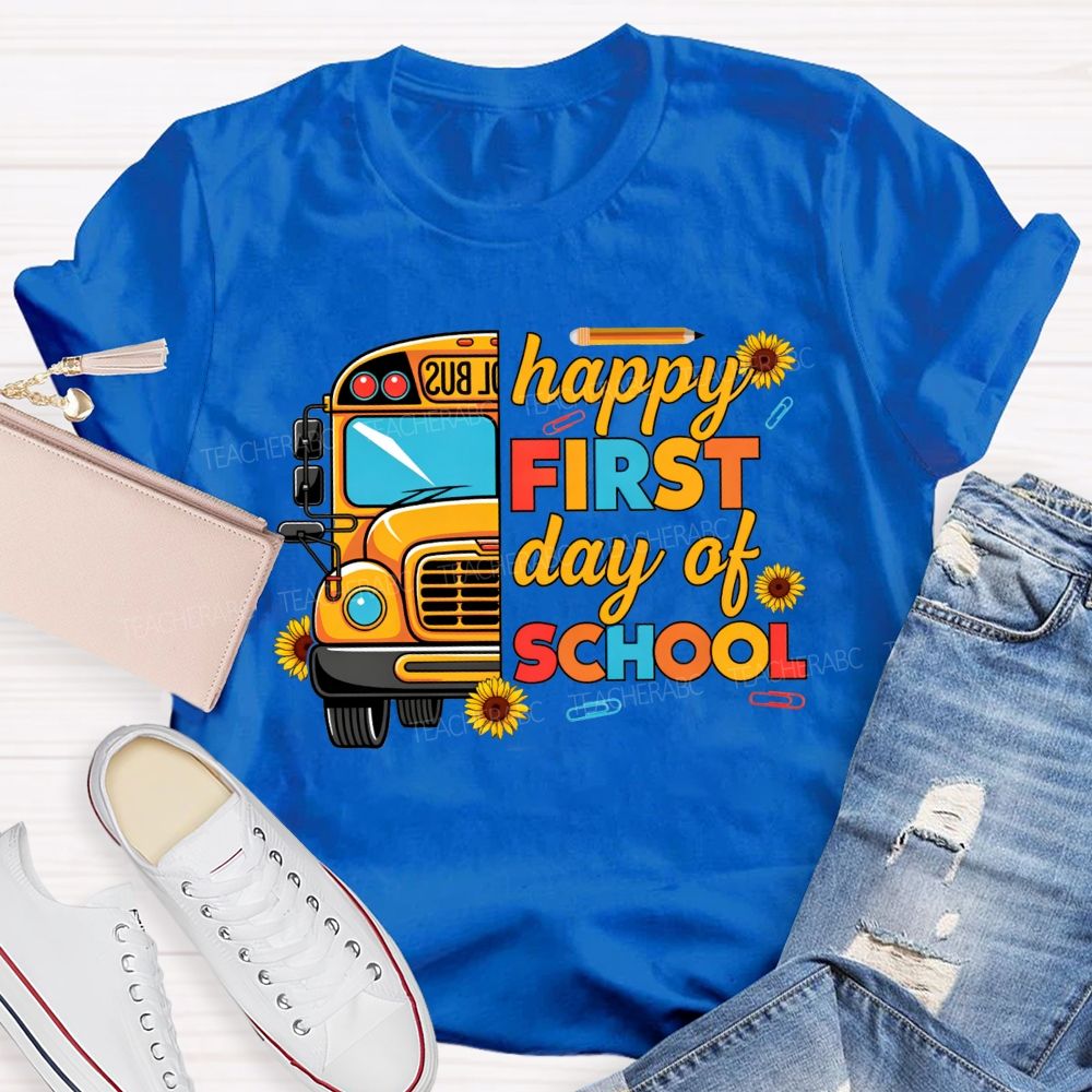 Happy First Day Of School And School Bus Vibes T-shirt