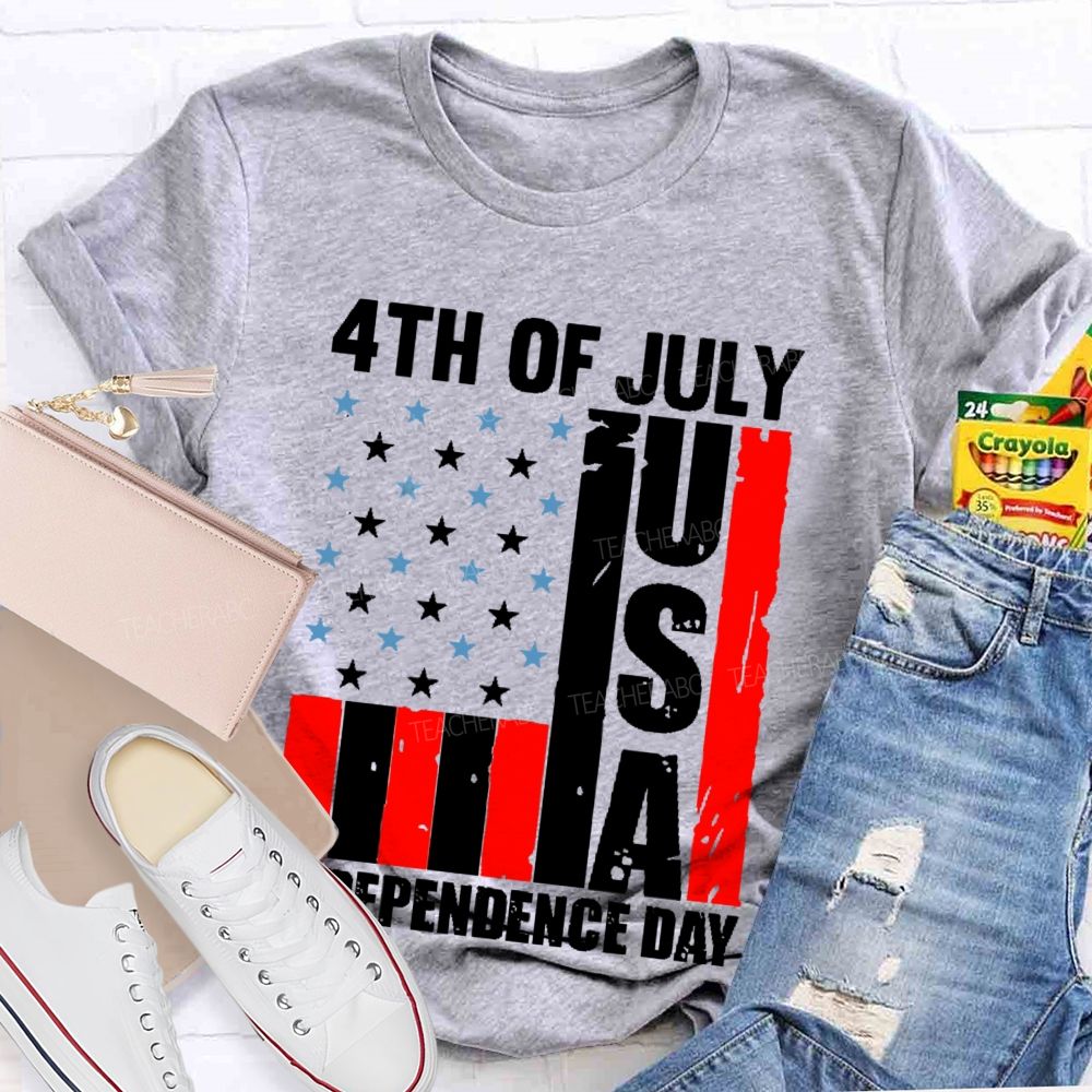 4th Of July  Independence Day Flag  Teacher T-shirt