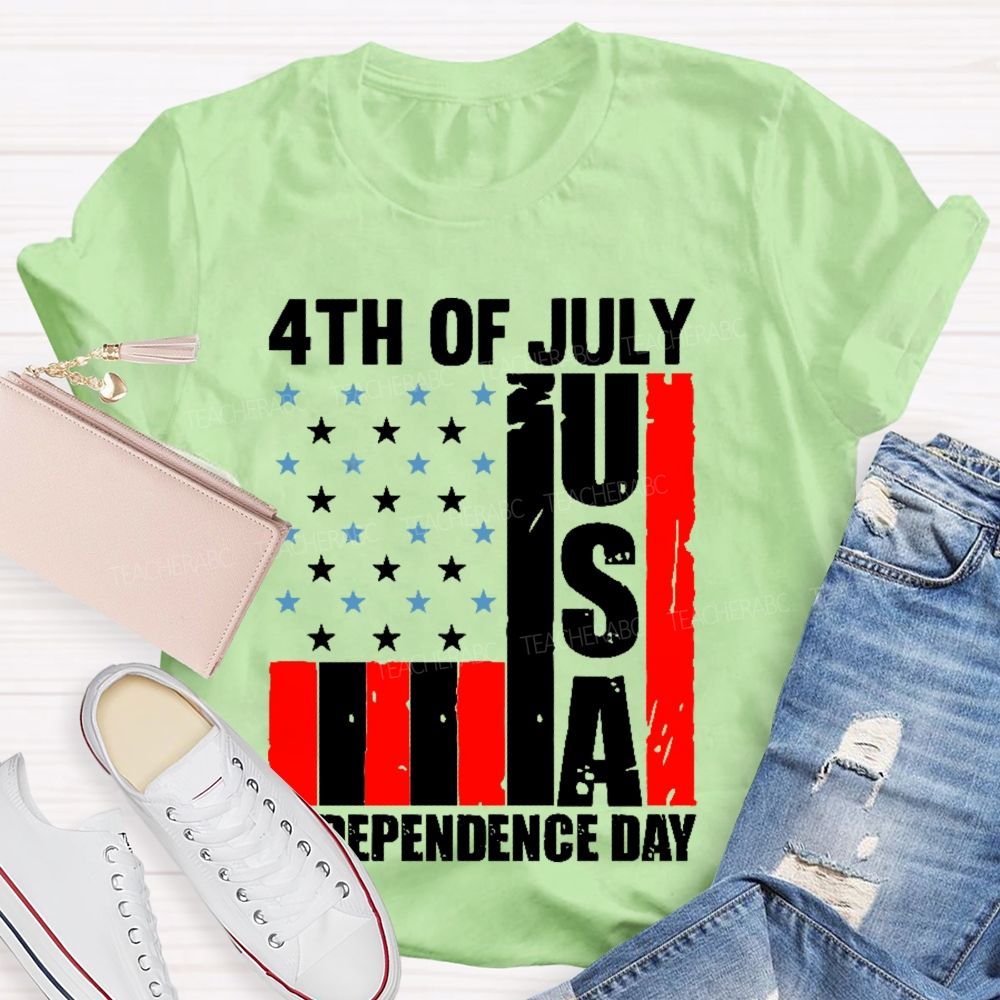 4th Of July  Independence Day Flag  Teacher T-shirt
