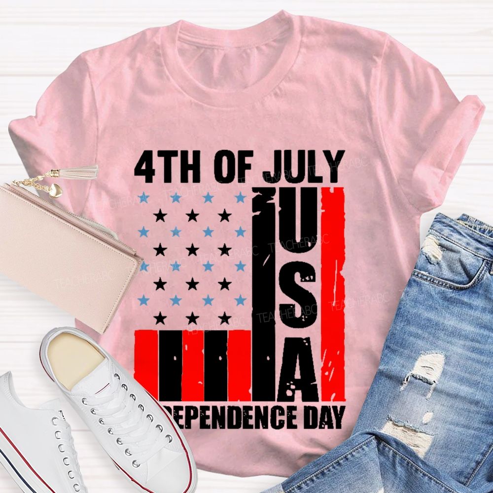 4th Of July  Independence Day Flag  Teacher T-shirt