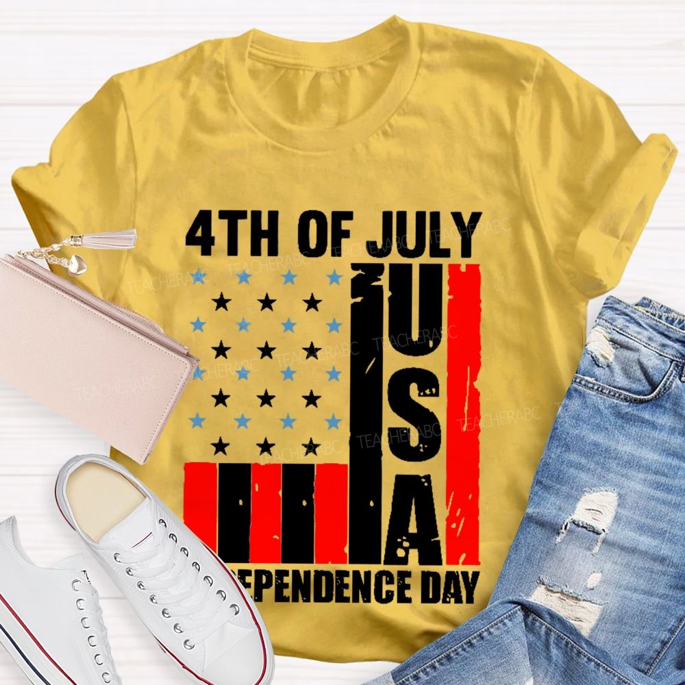 4th Of July  Independence Day Flag  Teacher T-shirt