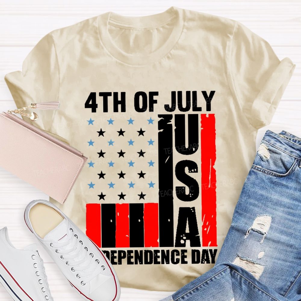 4th Of July  Independence Day Flag  Teacher T-shirt