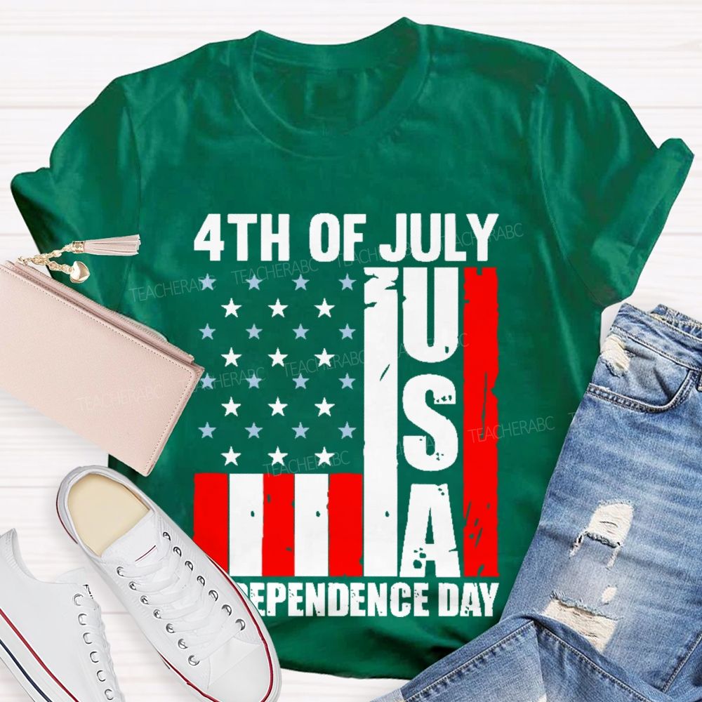 4th Of July  Independence Day Flag  Teacher T-shirt
