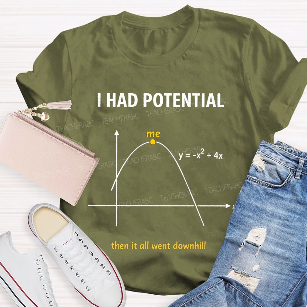 I Had Potential Then It All Went Downhill Funny Math Quote Teacher T-shirt