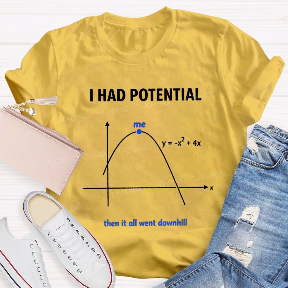 I Had Potential Then It All Went Downhill Funny Math Quote Teacher T-shirt
