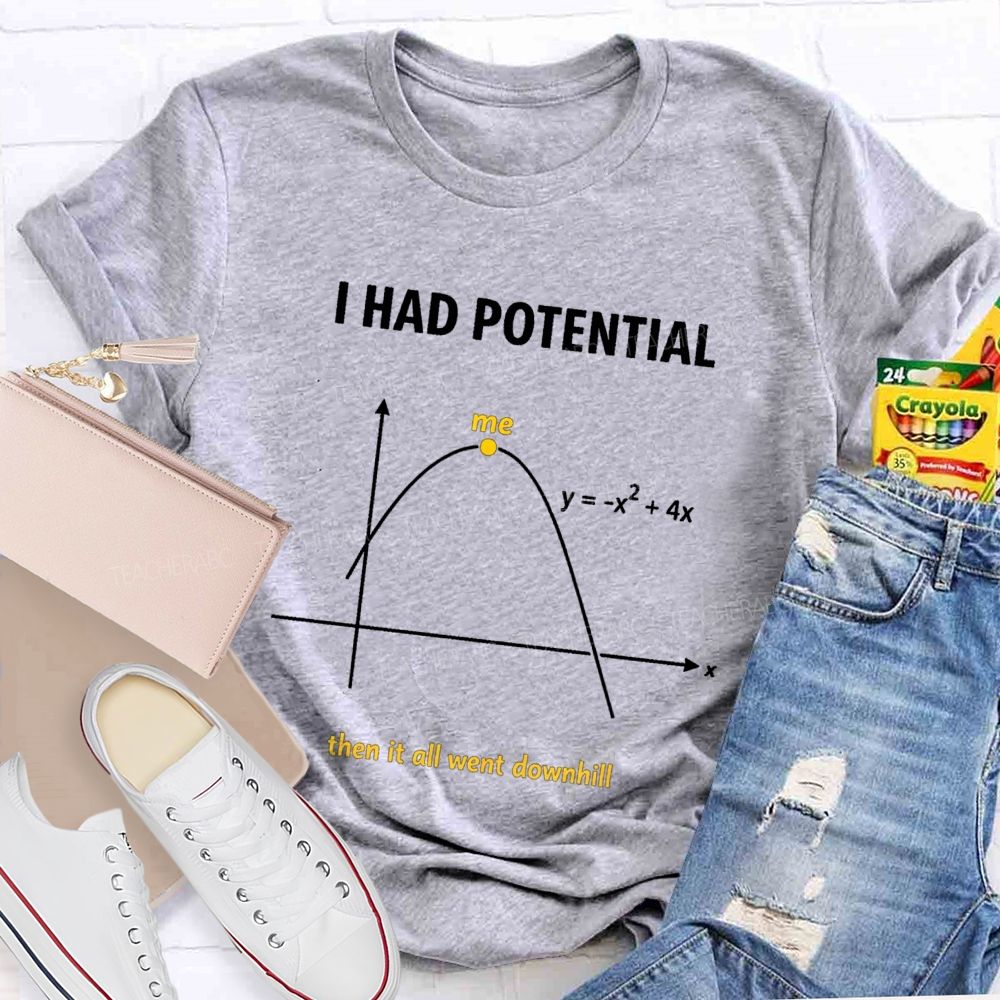 I Had Potential Then It All Went Downhill Funny Math Quote Teacher T-shirt