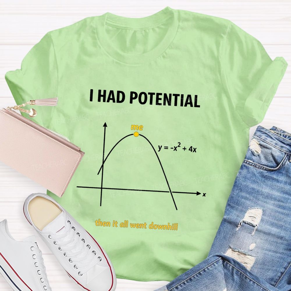 I Had Potential Then It All Went Downhill Funny Math Quote Teacher T-shirt