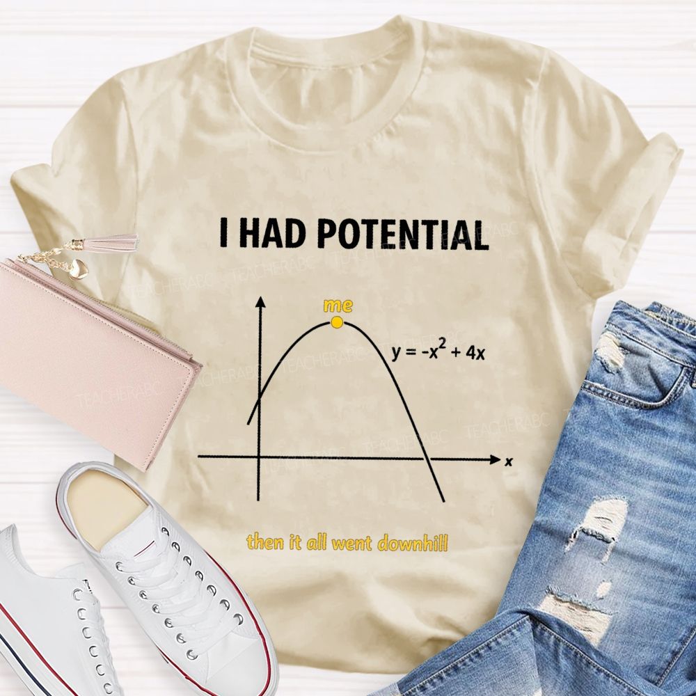 I Had Potential Then It All Went Downhill Funny Math Quote Teacher T-shirt
