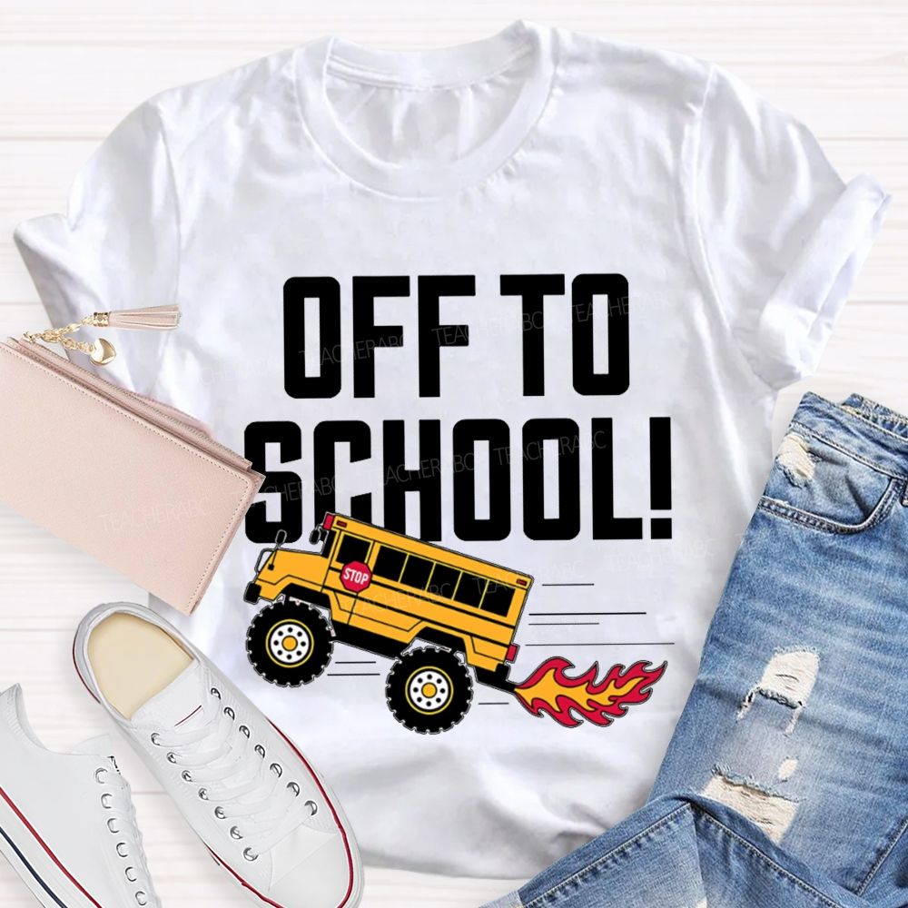 Off To School  Bus Pattern  Teacher T-shirt