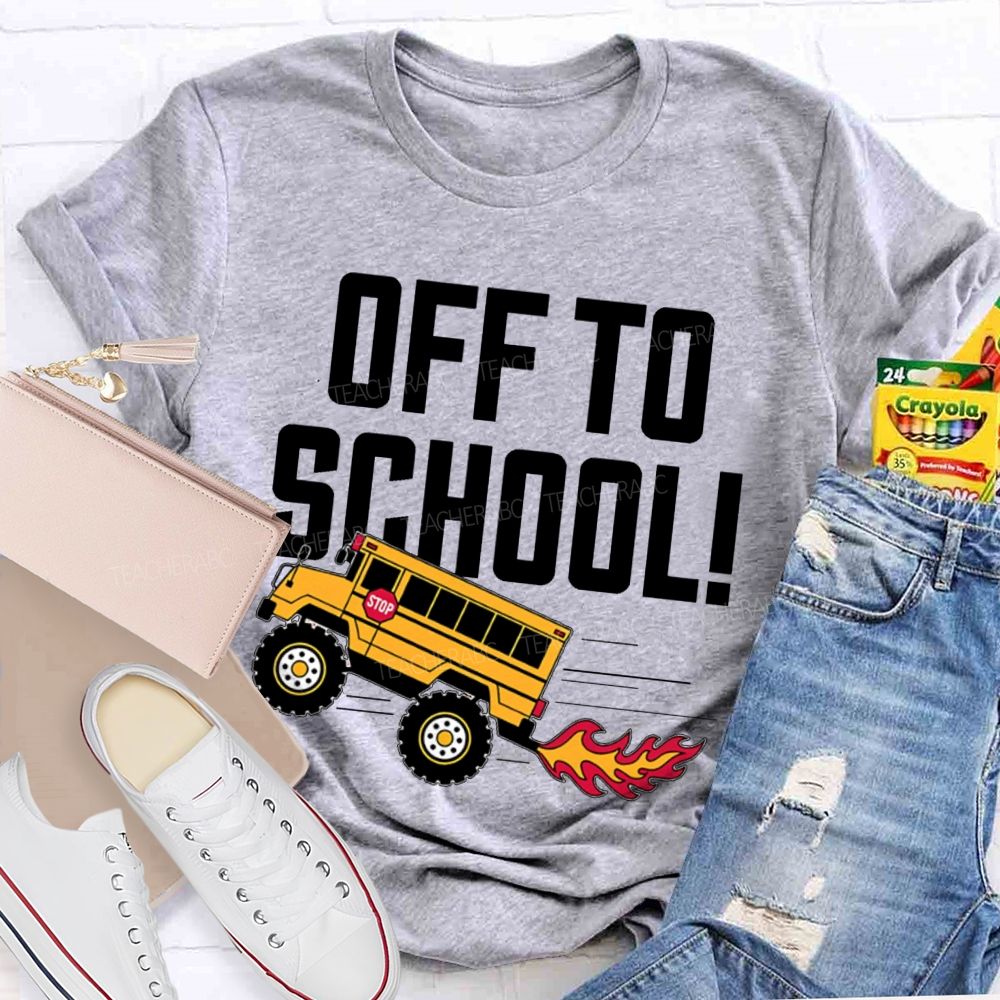 Off To School  Bus Pattern  Teacher T-shirt