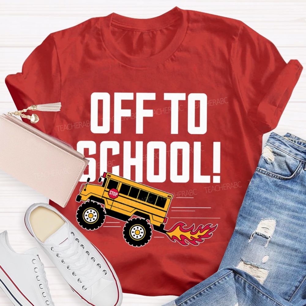 Off To School  Bus Pattern  Teacher T-shirt
