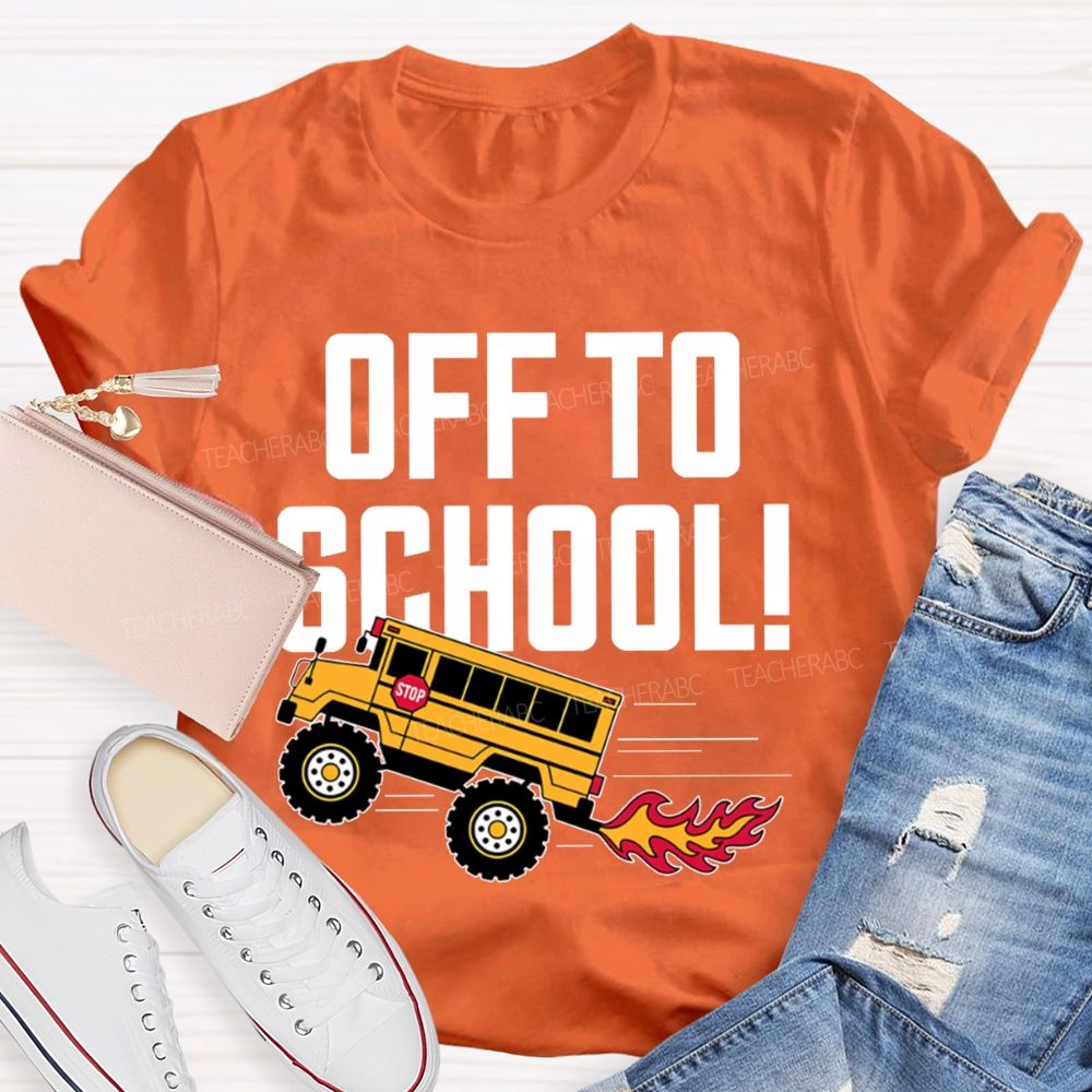 Off To School  Bus Pattern  Teacher T-shirt