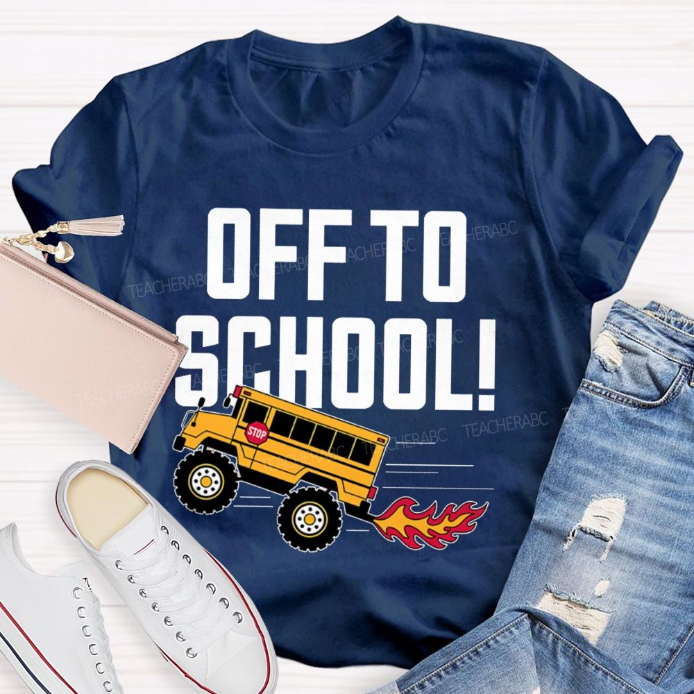 Off To School  Bus Pattern  Teacher T-shirt