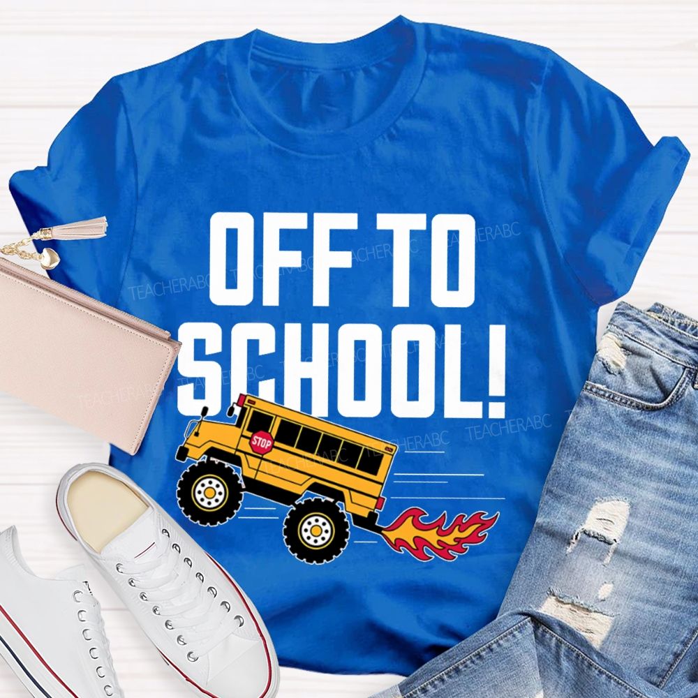 Off To School  Bus Pattern  Teacher T-shirt