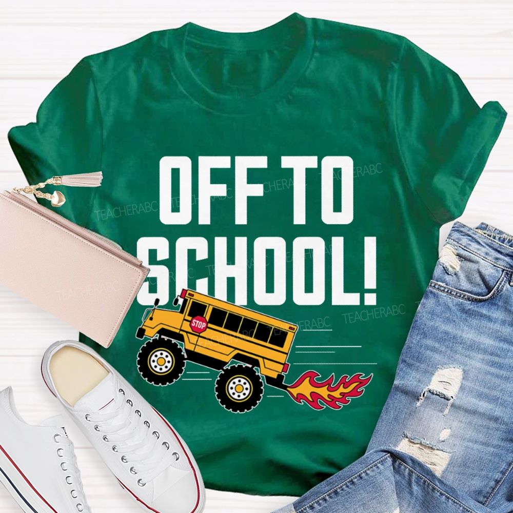 Off To School  Bus Pattern  Teacher T-shirt