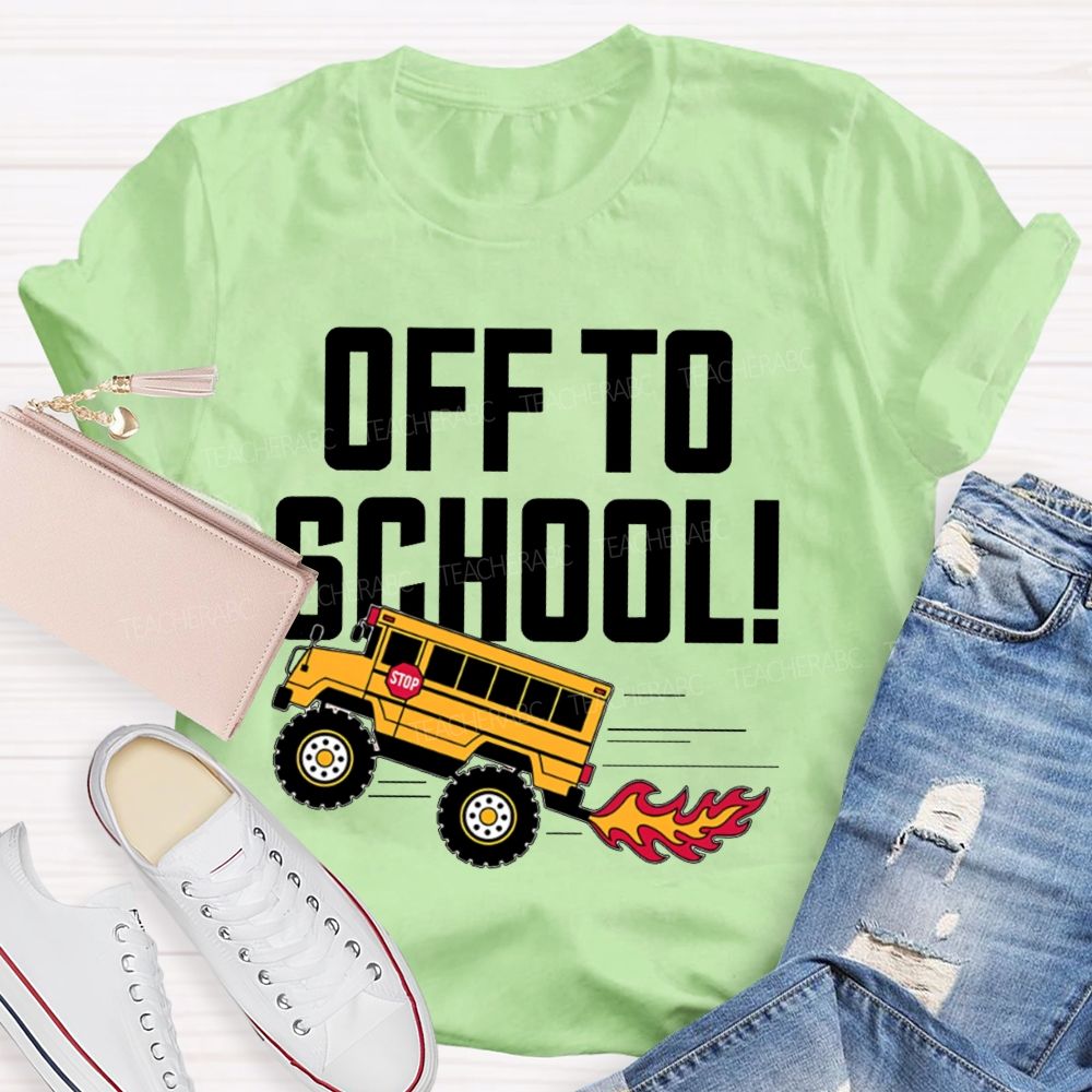 Off To School  Bus Pattern  Teacher T-shirt