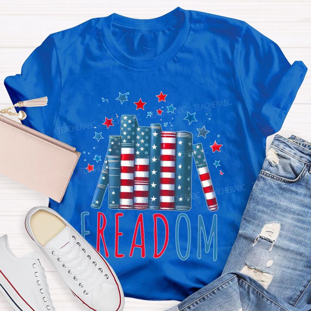 4th Of July Freedom Reading Pattern  Teacher T-shirt