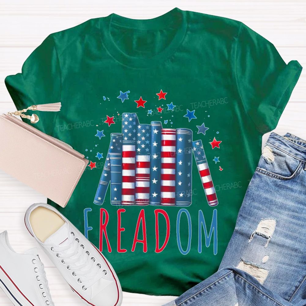 4th Of July Freedom Reading Pattern  Teacher T-shirt