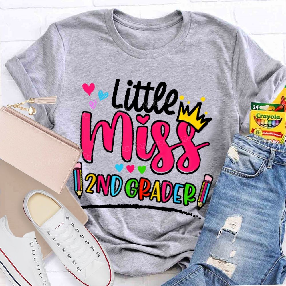 Personalized Grade Little Miss 2nd Grader  Teacher T-shirt