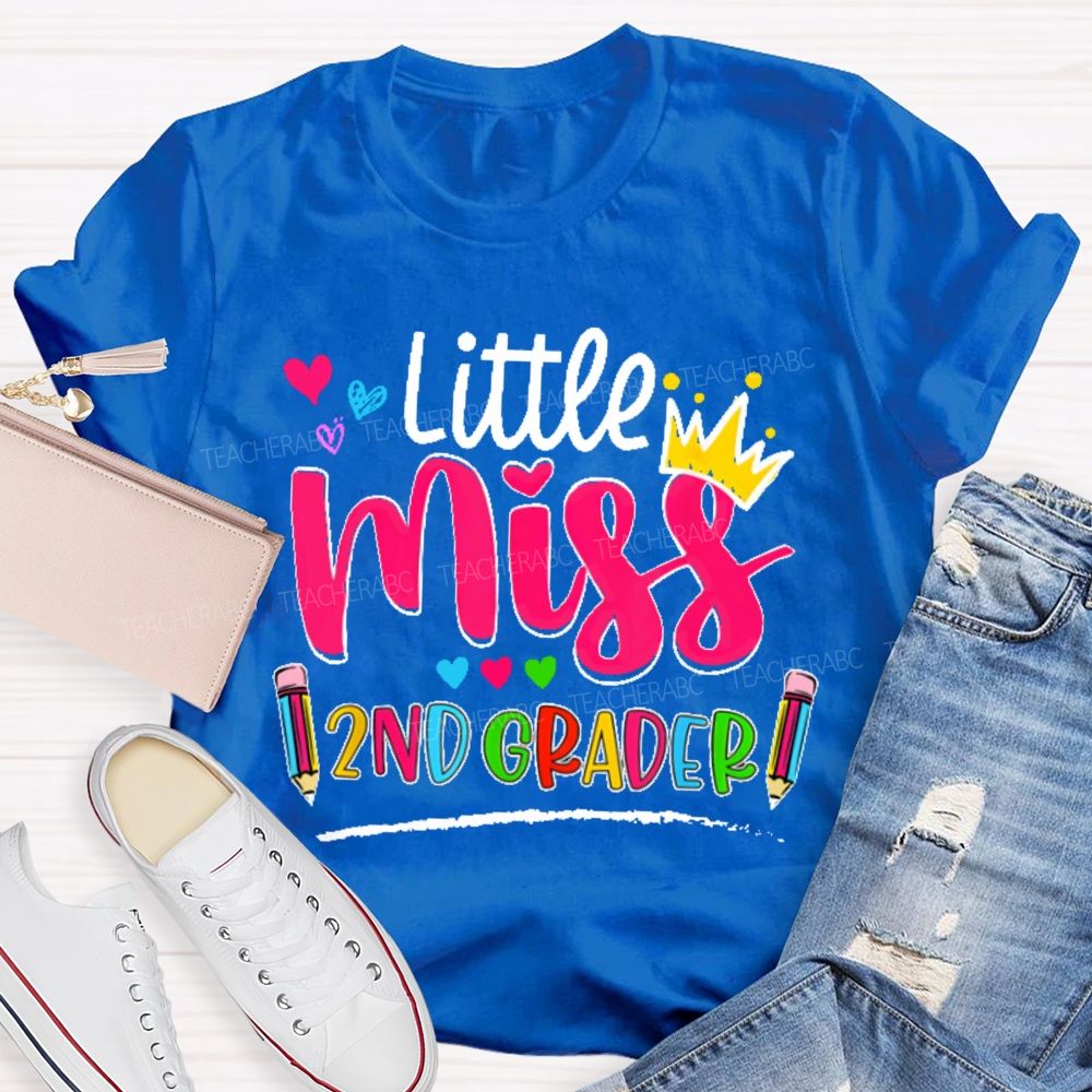 Personalized Grade Little Miss 2nd Grader  Teacher T-shirt