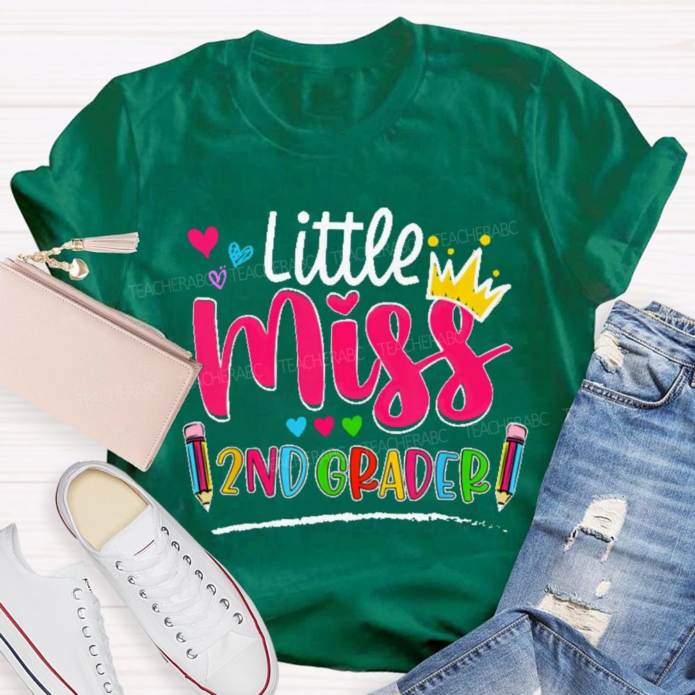 Personalized Grade Little Miss 2nd Grader  Teacher T-shirt