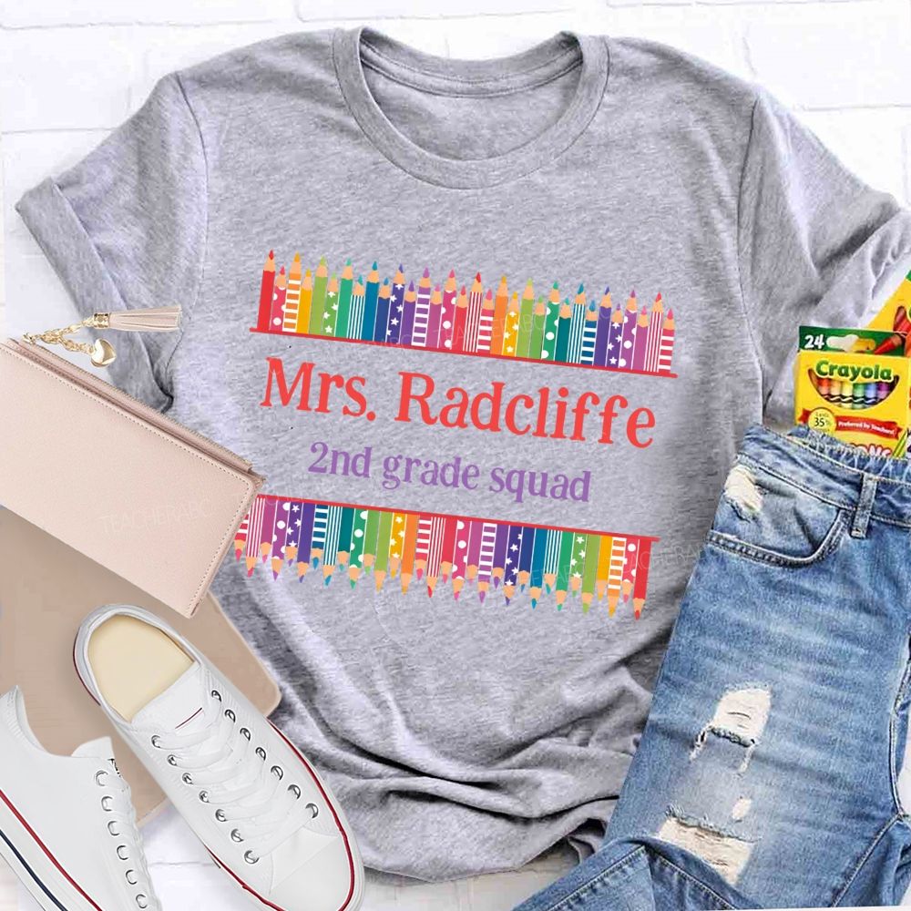 Personalized Name  And  Grade  2nd Grade Squad  Teacher T-shirt