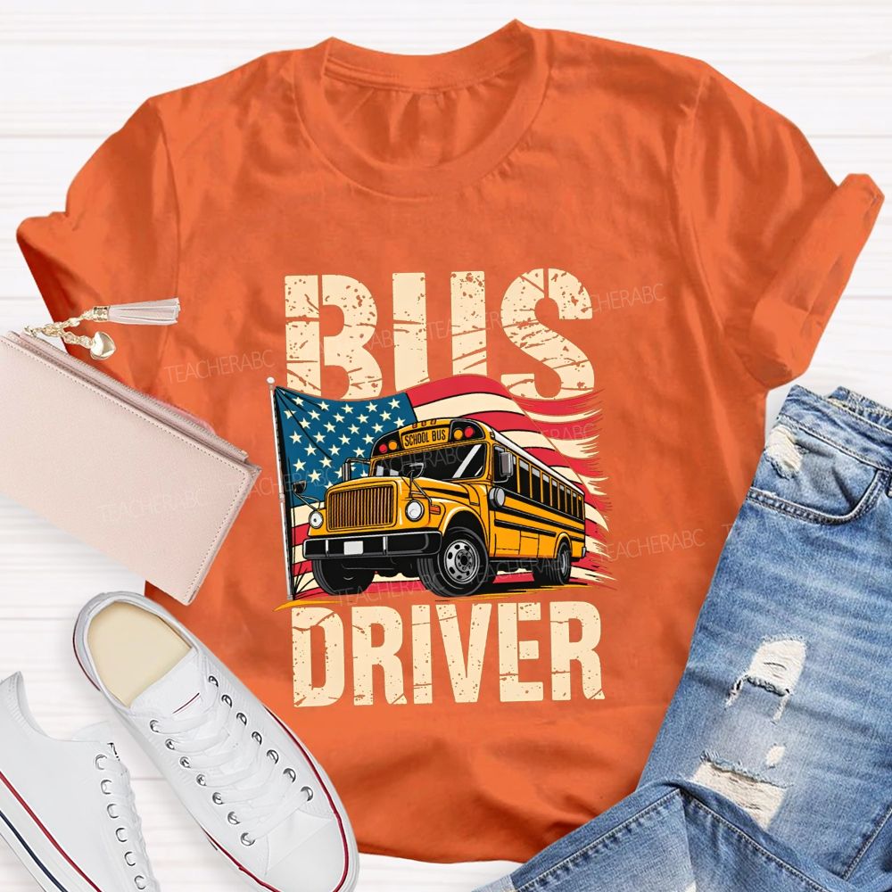 Proud Bus Driver Proud American T-shirt