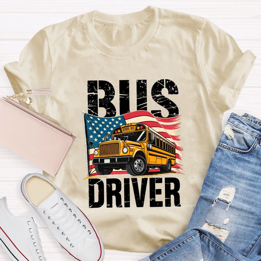Proud Bus Driver Proud American T-shirt