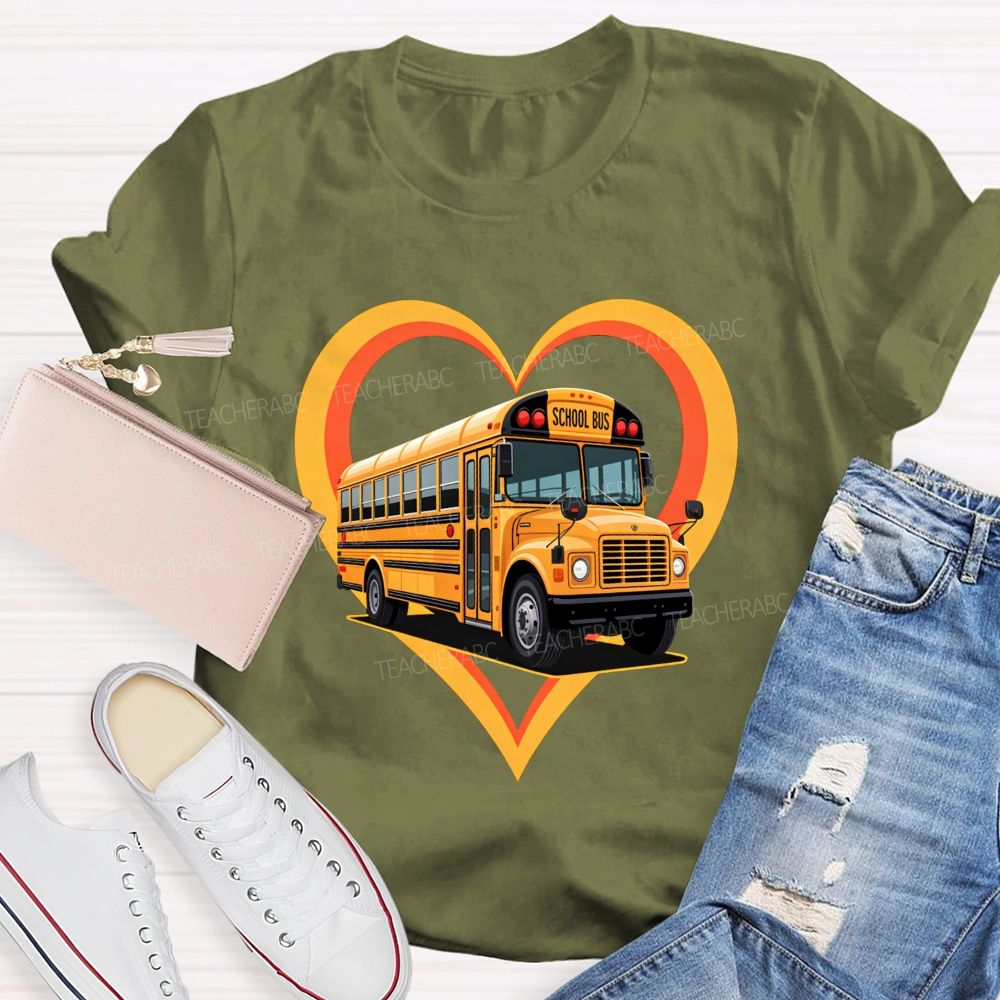 I Love Being A School Bus Driver Heart Bus T-shirt