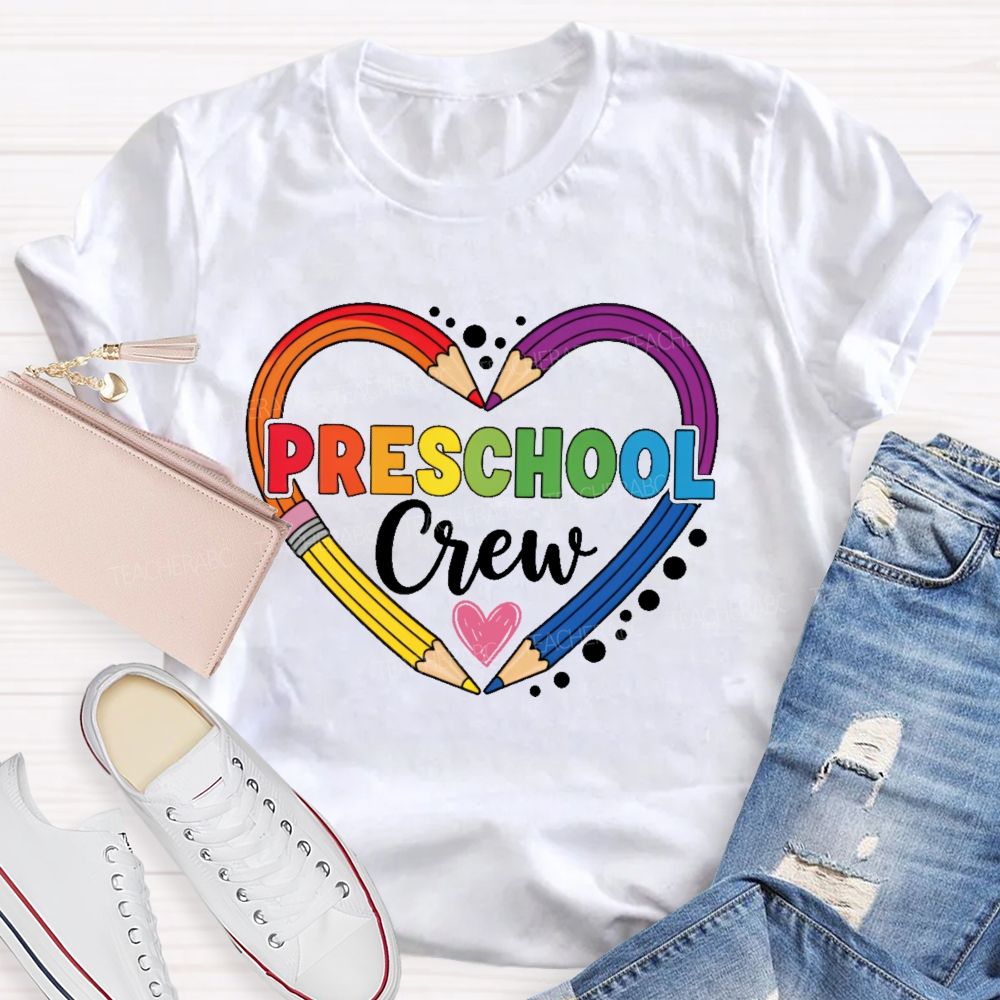 Personalized Grade  Preschool Crew Love Pencil  Teacher T-shirt