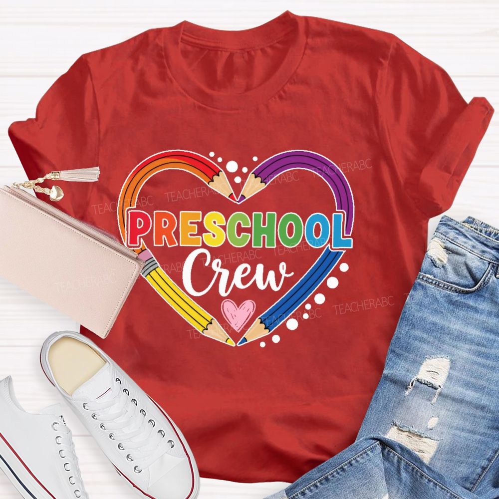 Personalized Grade  Preschool Crew Love Pencil  Teacher T-shirt