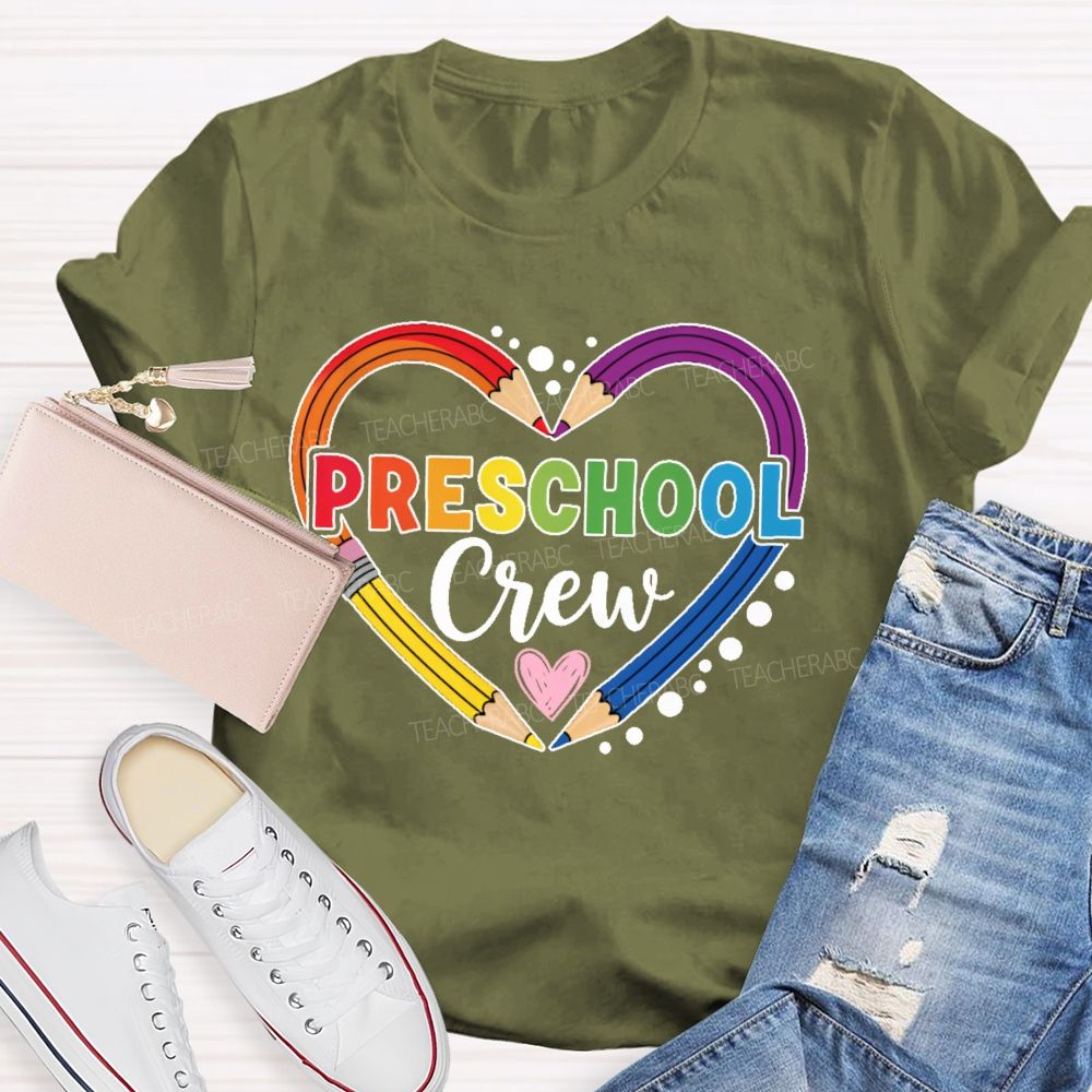Personalized Grade  Preschool Crew Love Pencil  Teacher T-shirt