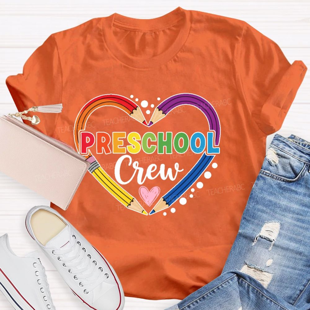 Personalized Grade  Preschool Crew Love Pencil  Teacher T-shirt