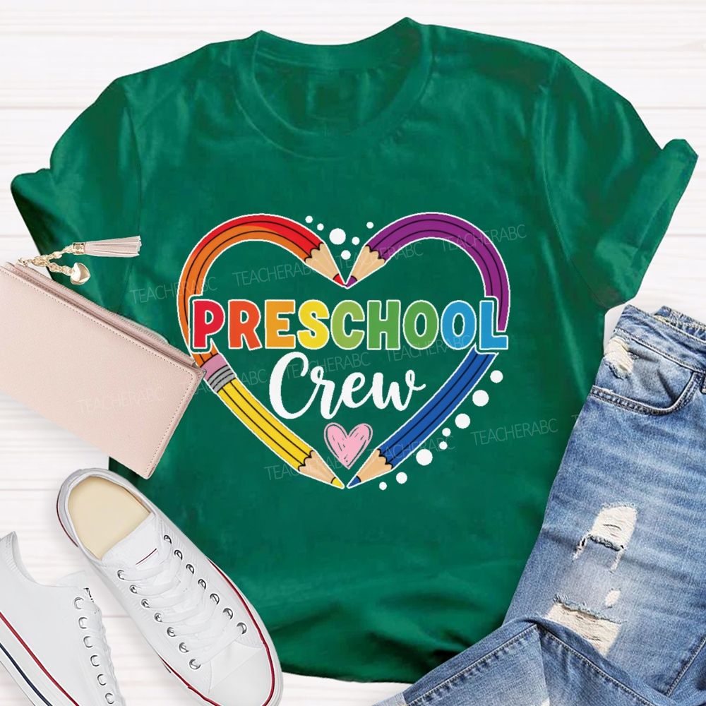 Personalized Grade  Preschool Crew Love Pencil  Teacher T-shirt