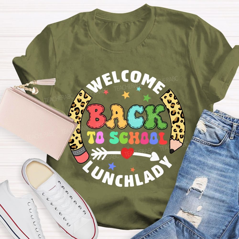 Personalized School Position Welcome Back To School Leopard Pencil Teacher T-Shirt