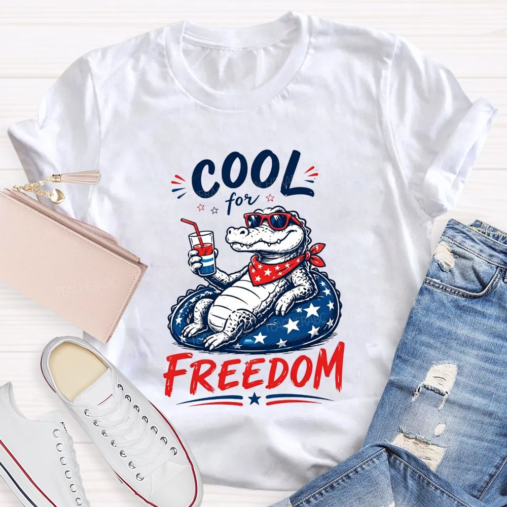 Cool For Freedom Patriotic Alligator Float Drink T-shirt