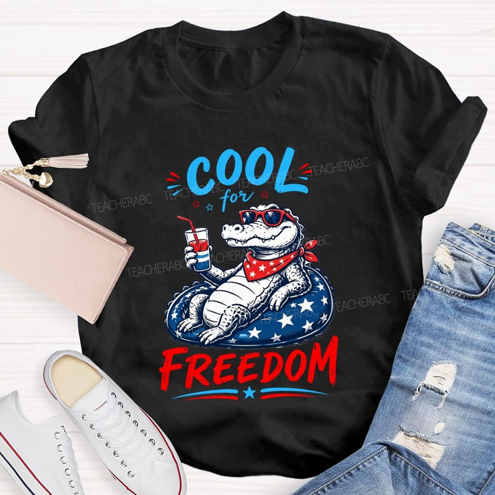 Cool For Freedom Patriotic Alligator Float Drink T-shirt