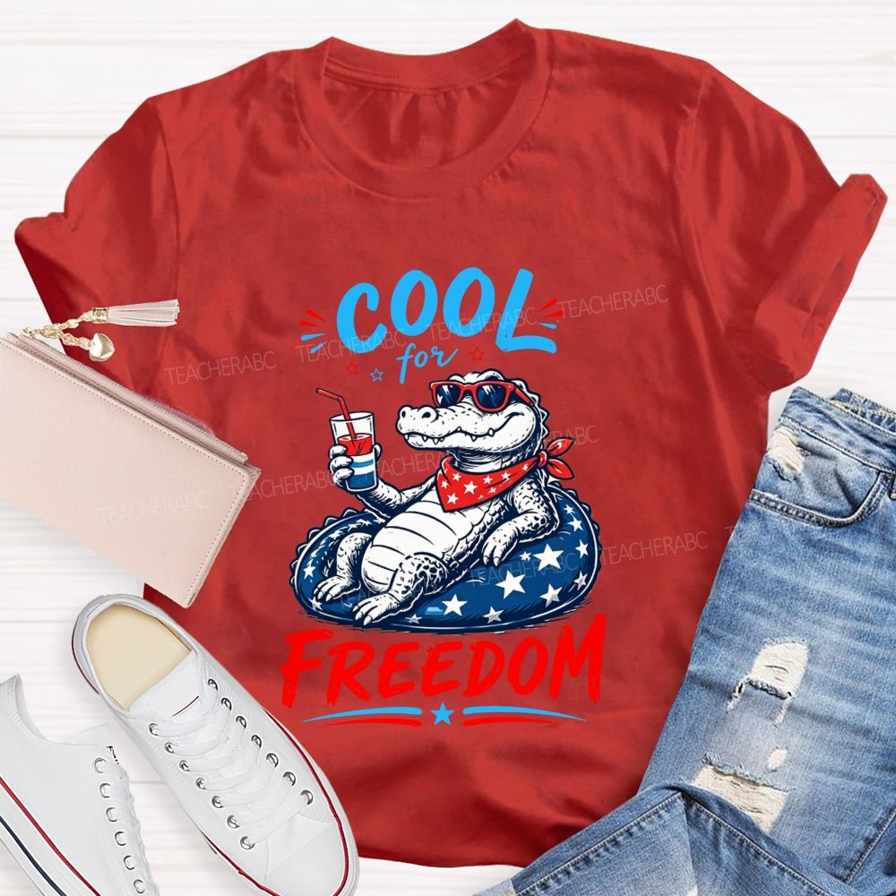 Cool For Freedom Patriotic Alligator Float Drink T-shirt