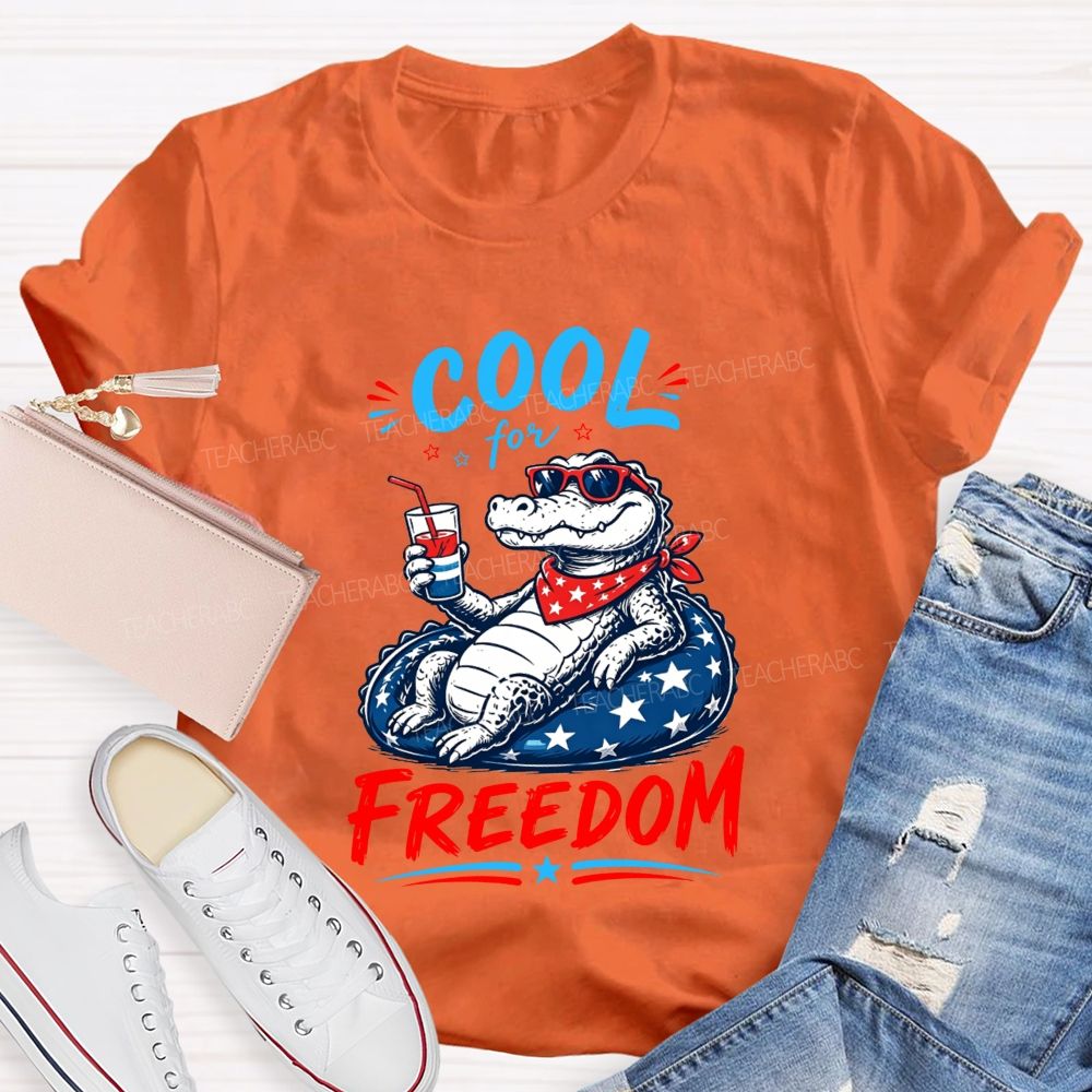 Cool For Freedom Patriotic Alligator Float Drink T-shirt