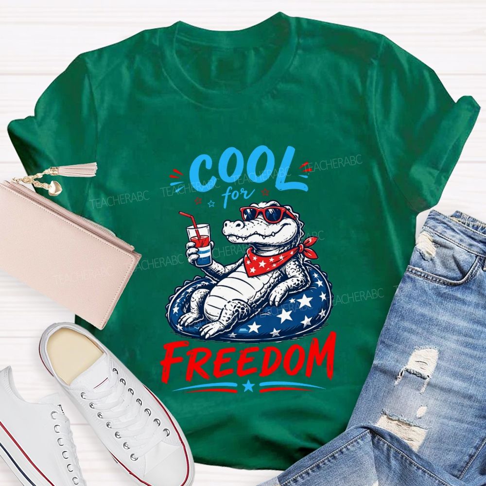 Cool For Freedom Patriotic Alligator Float Drink T-shirt